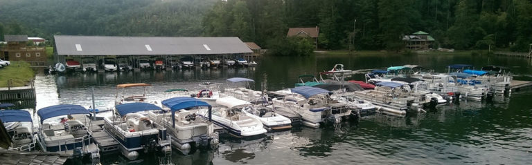 Boats docked at LaPrade's on Lake Burton